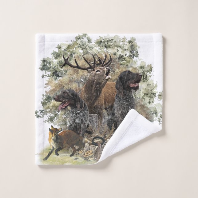 German wirehaired pointers, The Passion for Huntin Bath Towel Set (Wash Cloth)