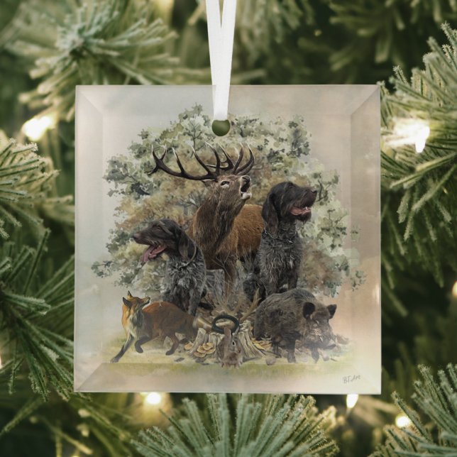German wirehaired pointers, The Passion for Huntin Glass Tree Decoration (Insitu)