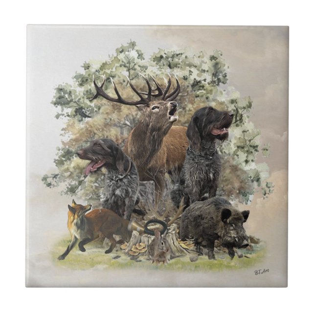 German wirehaired pointers, The Passion for Huntin Tile (Front)