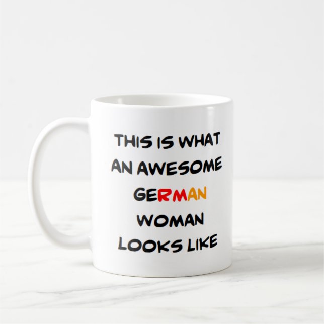 german woman, awesome coffee mug (Left)