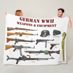 GERMAN WWII WEAPONS & EQUIPMENT FLEECE BLANKET