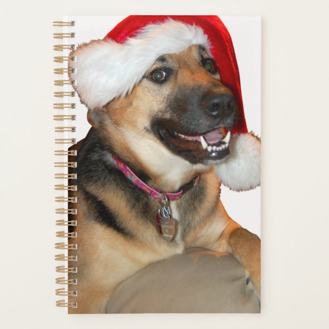 Germans Shepherd wearing A Santa Claus hat Planner (Front)