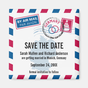Germany Air Mail Wedding Save the Date Magnet