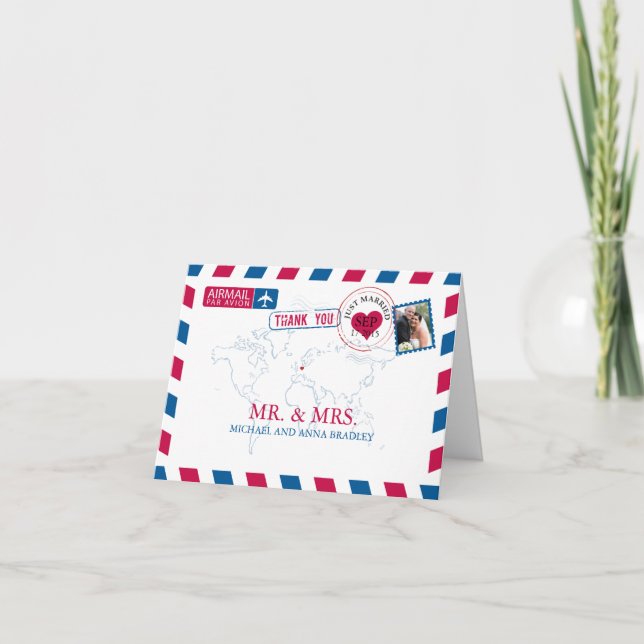 GERMANY Airmail Wedding Thank You (Front)