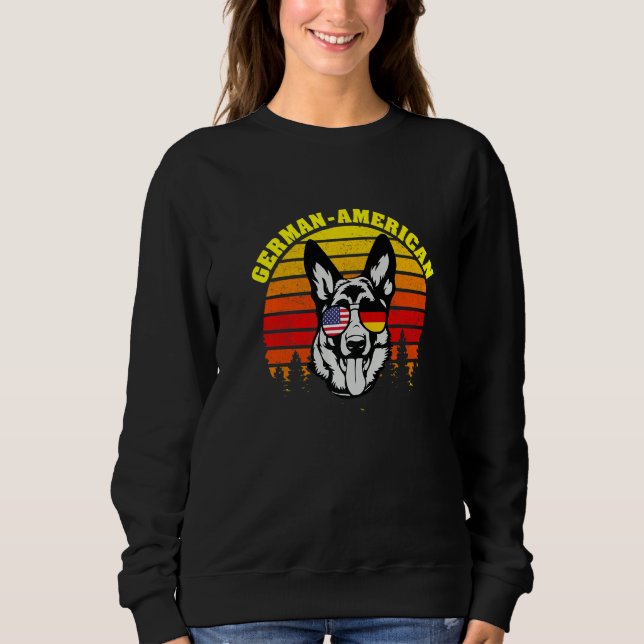 Germany America Flag Cool Dog Sunglasses German Sh Sweatshirt (Front)