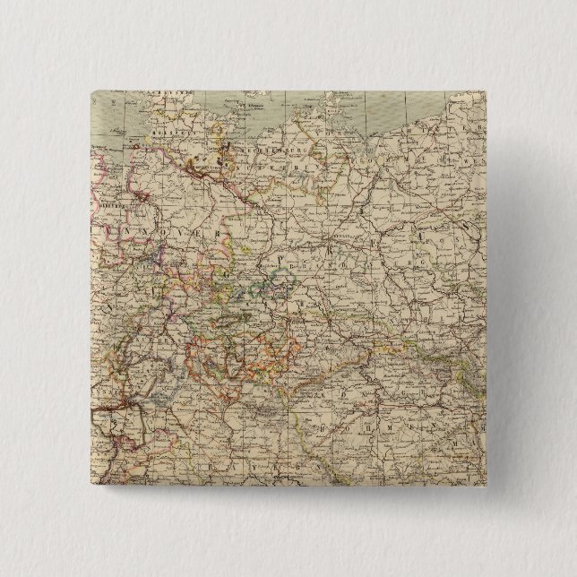Germany Atlas Map 15 Cm Square Badge (Front)