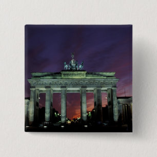 Germany, Berlin. Brandenburg Gate at night. 15 Cm Square Badge