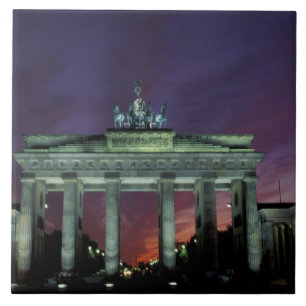 Germany, Berlin. Brandenburg Gate at night. Tile