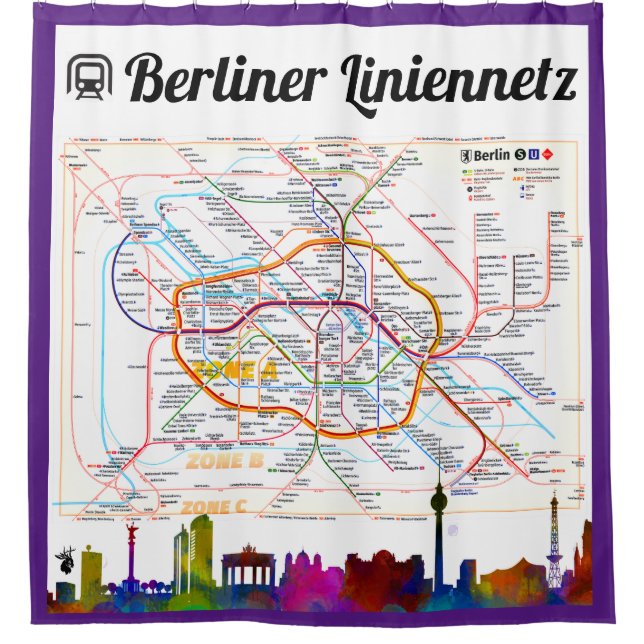 " Germany: BERLIN Liniennetz (S-Bahn/U-Bahn) ... Shower Curtain (Front)