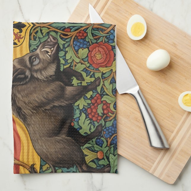 Germany Chefs Kitchen, Eagle, Bear, Wolf Tea Towel (Quarter Fold)