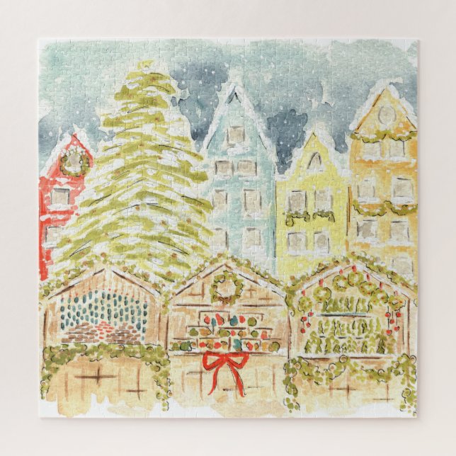 Germany Christmas Market Watercolor Jigsaw Puzzle (Vertical)
