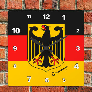 Germany Clock, patriotic home, German Flag Square Wall Clock