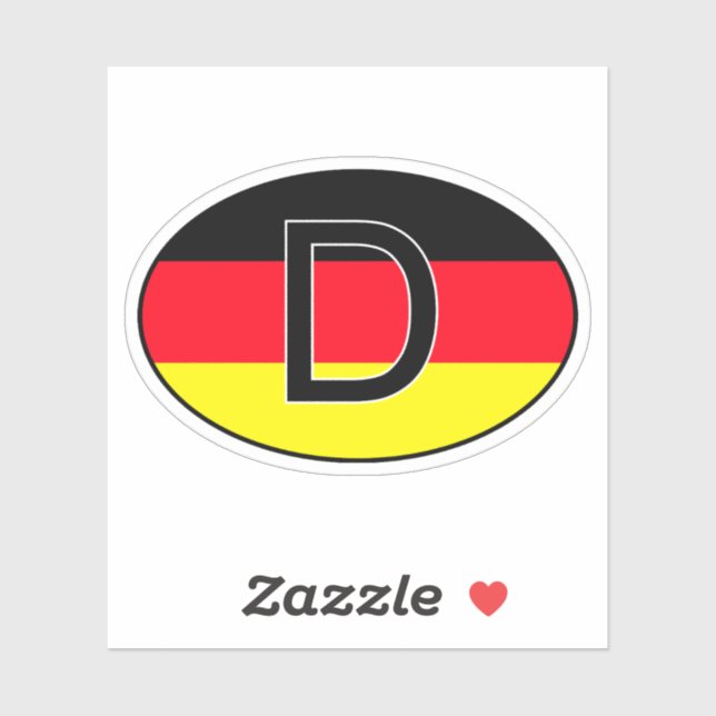 Germany Country Code Oval Sticker with Flag (Sheet)