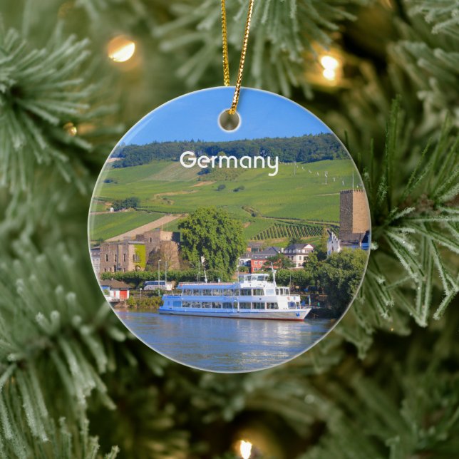 Germany: Cruise boat, Rudesheim Ceramic Tree Decoration (Tree)