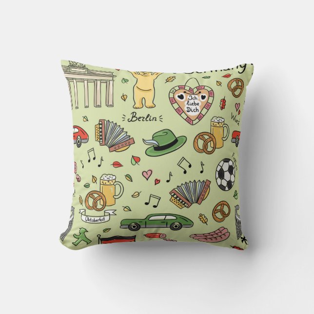 Germany Doodles Pattern Cushion (Front)