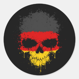Germany Dripping Splatter Skull Classic Round Sticker