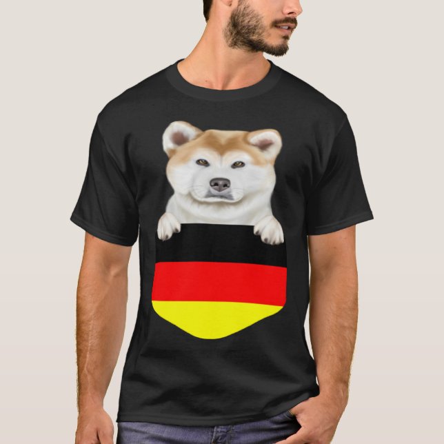 Germany Flag Akita Dog In Pocket T-Shirt (Front)
