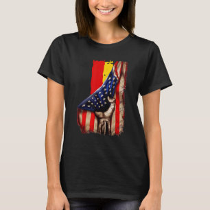 Germany Flag Behind US Flag Patriotic German Ameri T-Shirt