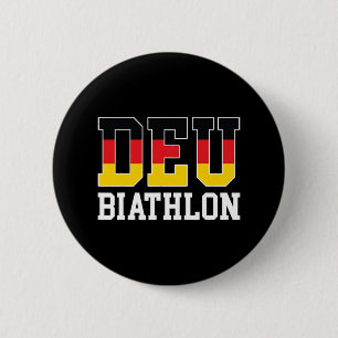 Germany Flag Biathlonist - German Deu Biathlon 6 Cm Round Badge