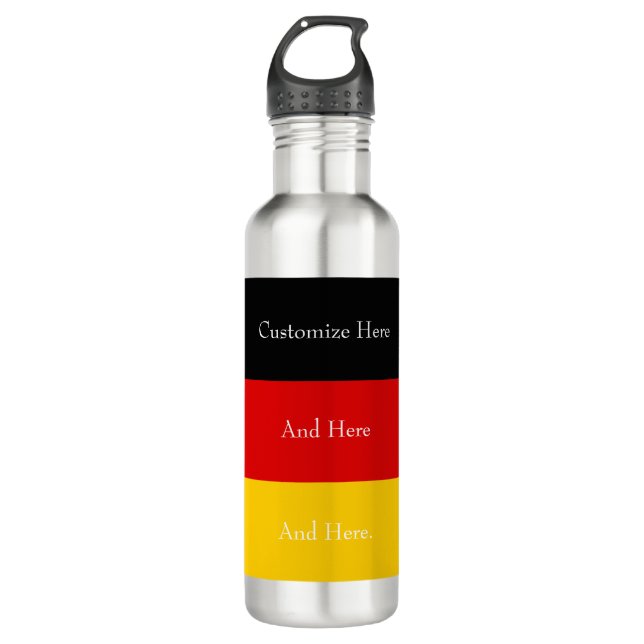 Germany Flag Colours Black Red Gold Personalised 710 Ml Water Bottle (Front)