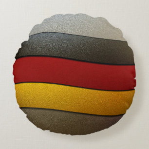Germany Flag Colours-Chrome by Shirley Taylor Round Cushion