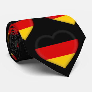 Germany Flag Colours Heart Pattern Neck Tie