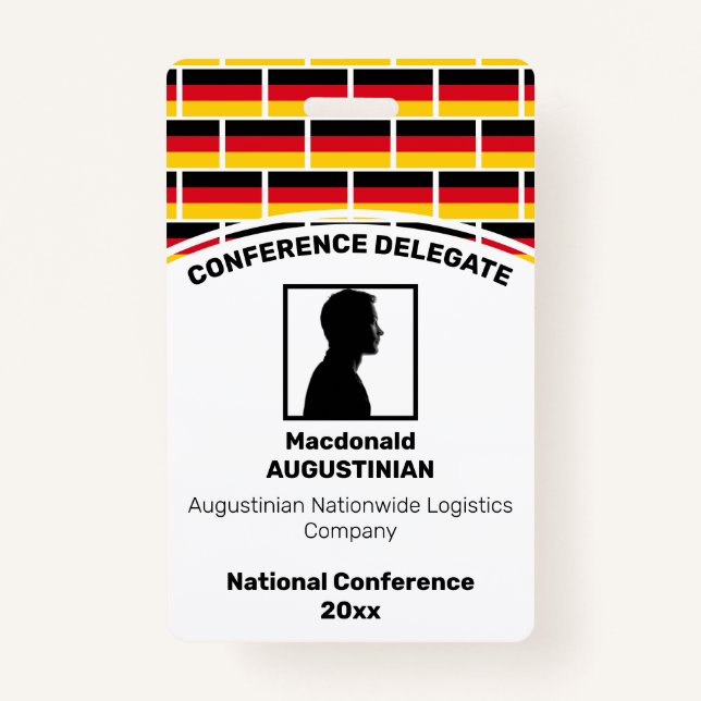 GERMANY FLAG Customised Logo Photo ID Name ID Badge (Front)