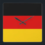 Germany flag - Deutschland Square Wall Clock<br><div class="desc">The flag of Germany or Deutschland is a tricolour consisting of three equal horizontal bands displaying the national colours of Germany  black,  red,  and gold.
#germany #german #deutschland #berlin #patriotic #flag</div>