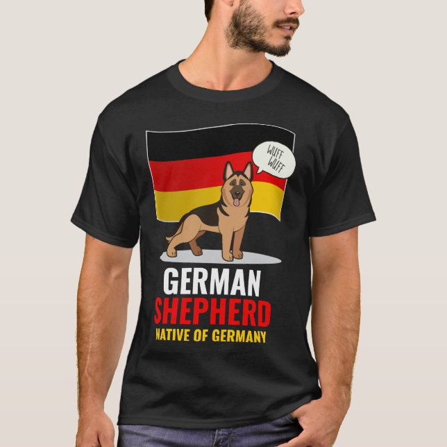 Germany Flag Dog German Shepherd Barking T-Shirt (Front)