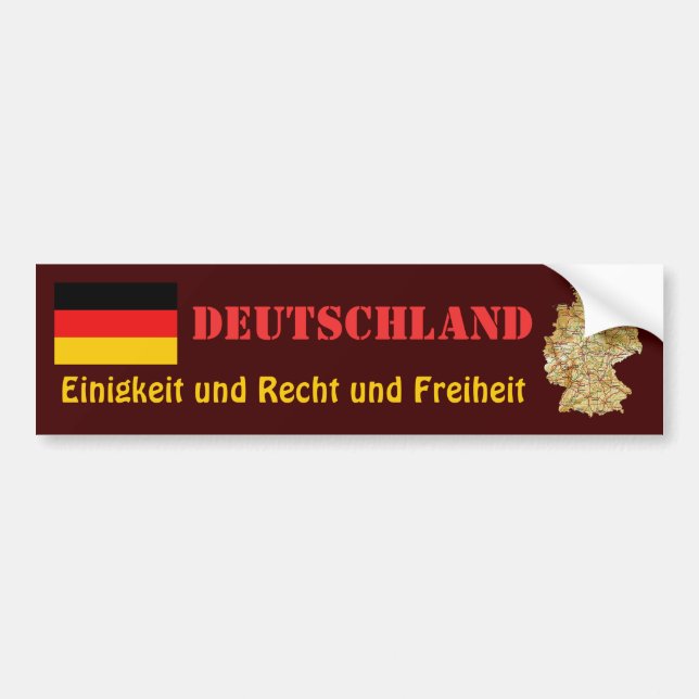 Germany Flag + Map Bumper Sticker (Front)