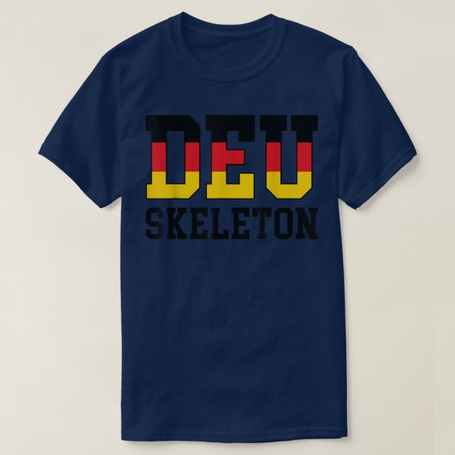 Germany Flag Musher  German DEU Skeleton  T-Shirt (Design Front)