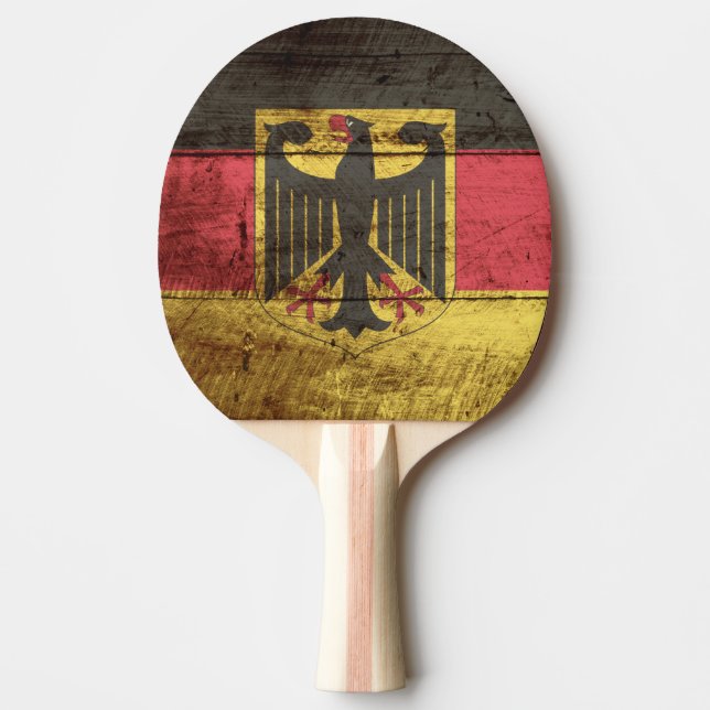 Germany Flag on Old Wood Grain Ping Pong Paddle (Front)