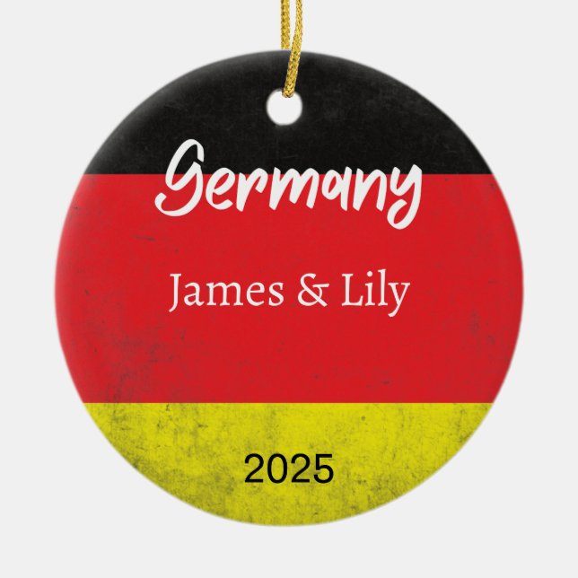 Germany Flag Ornament, Personalised Germany Ceramic Tree Decoration (Front)