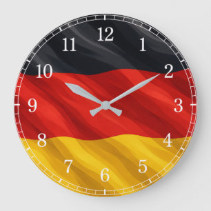 Germany Flag Wall Clock — Waving Flag Design