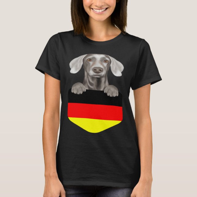 Germany Flag Weimaraner Dog In Pocket T-Shirt (Front)