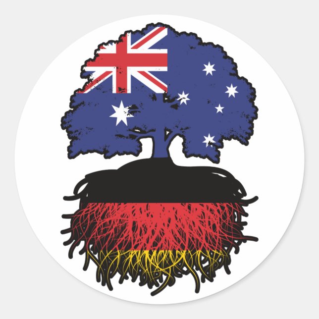 Germany German Australian Australia Tree Roots Classic Round Sticker (Front)