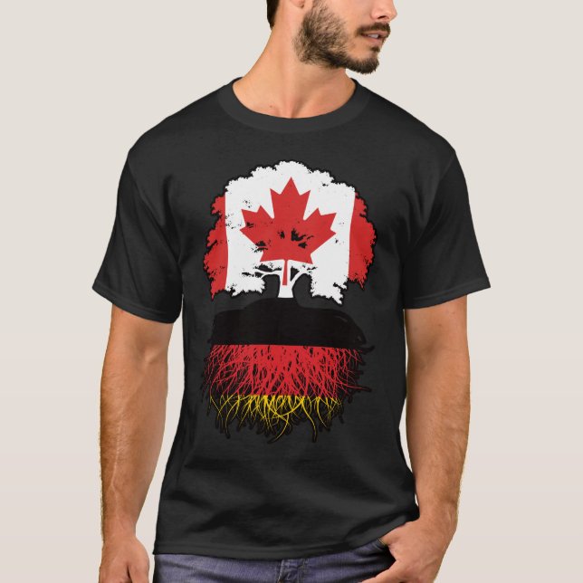 Germany German Canadian Canada Tree Roots Flag T-Shirt (Front)