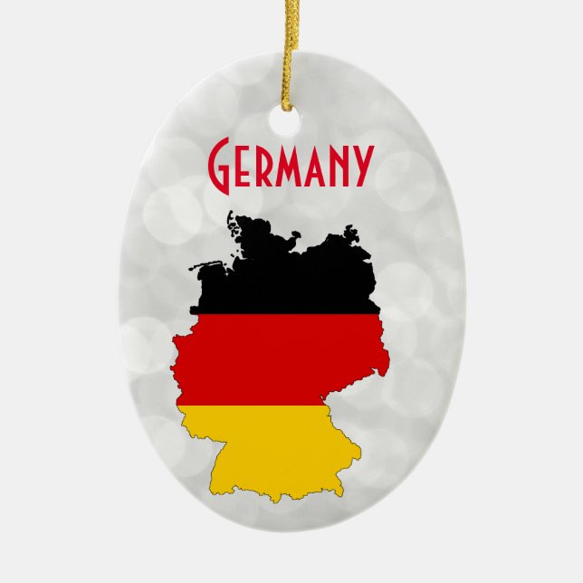 Germany German Flag Map Christmas Ceramic Tree Decoration (Front)