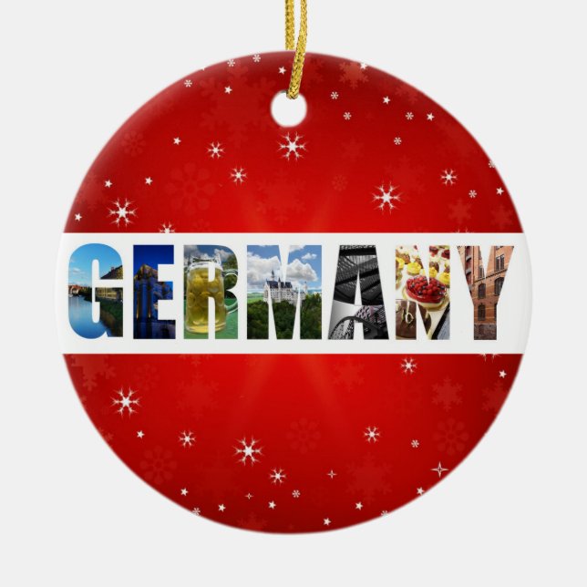 Germany German Travel Photos Christmas Ceramic Tree Decoration (Front)