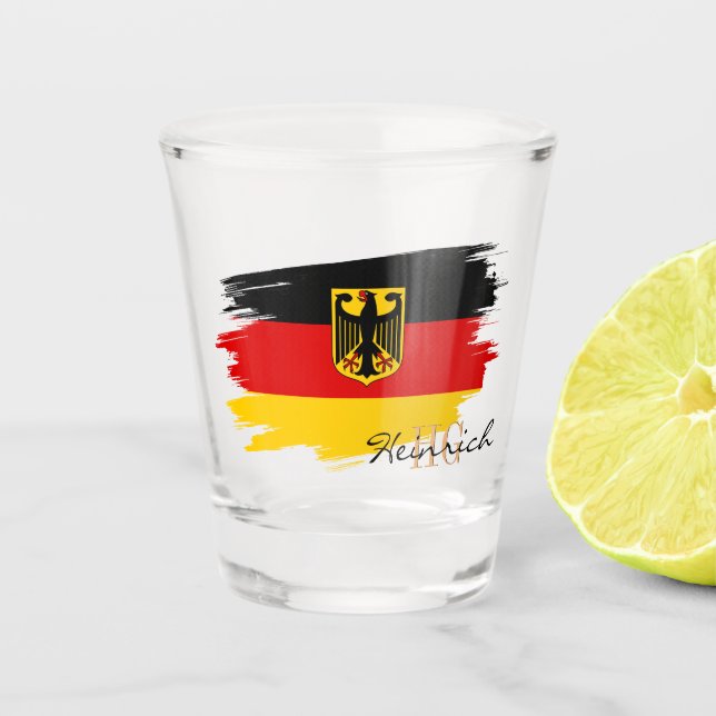 Germany Glass, Monogrammed, German Flag Shot Glass (Front)