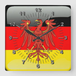 Germany glossy flag square wall clock