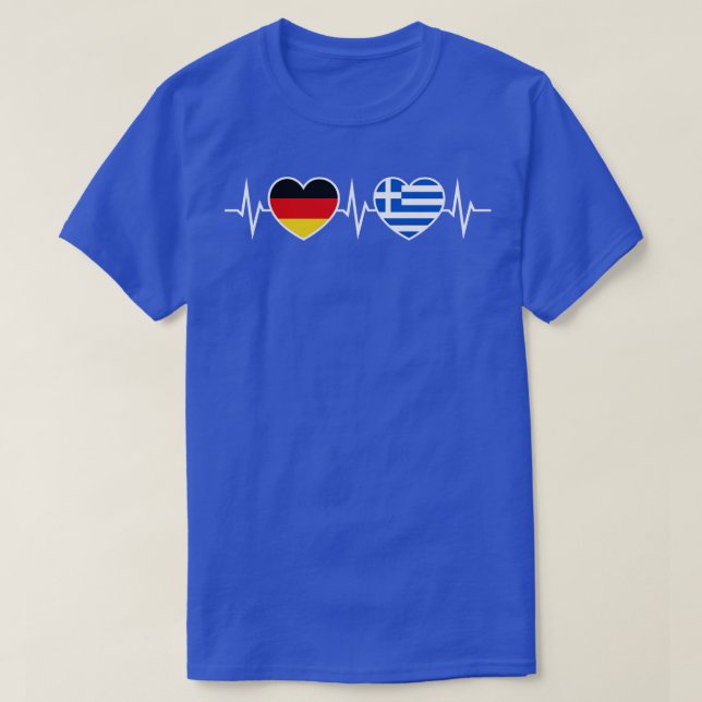 Germany Greece Two Hearts T-Shirt (Design Front)