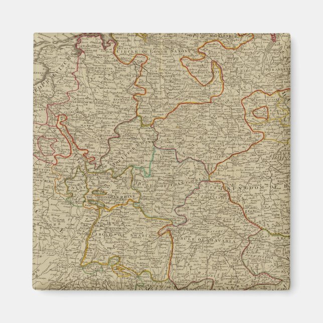 Germany hand oclored atlas map magnet (Front)
