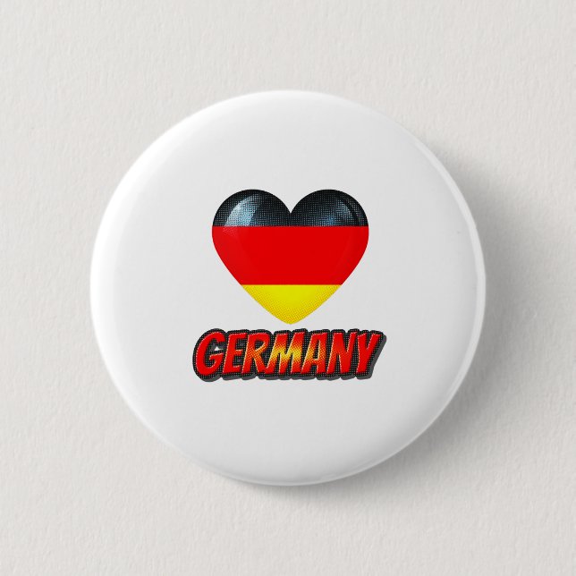 Germany Heart 6 Cm Round Badge (Front)