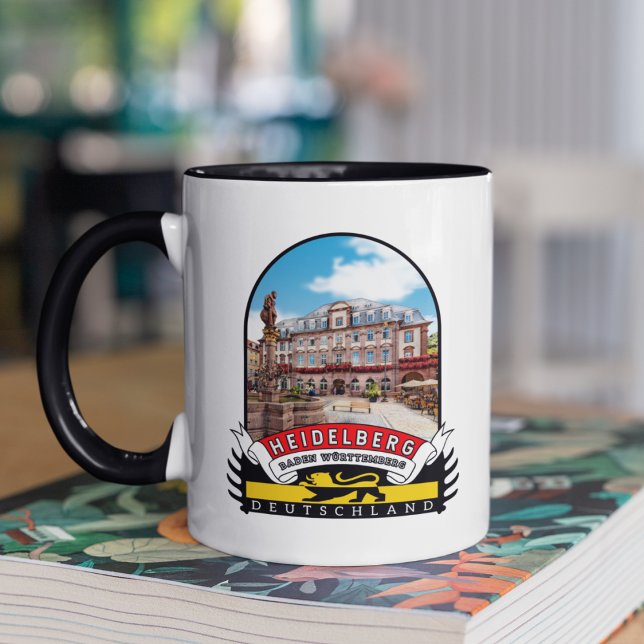 Germany Heidelberg Vintage souvenir Mug (Heidelberg: Gelb-Schwarze Romantik auf Vintage-Tassen eingefangen.)