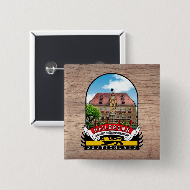Germany Heilbronn Vintage souvenir 15 Cm Square Badge (Front & Back)