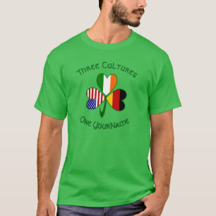Germany Ireland USA Shamrock Flag Personalised T-Shirt
