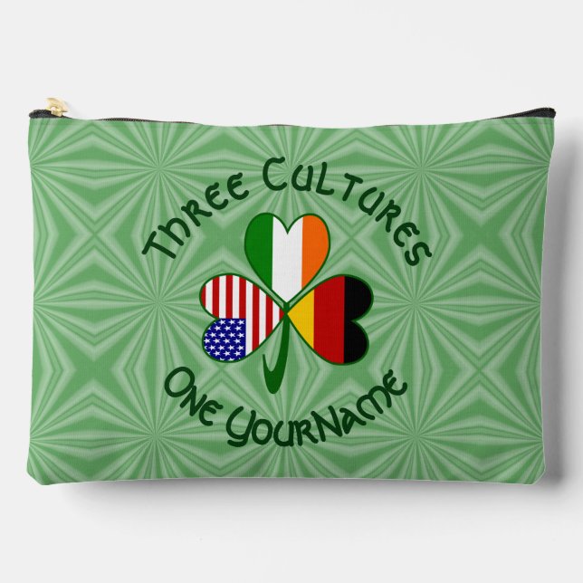Germany Ireland USA Shamrock Personalised Text Accessory Pouch (Front)