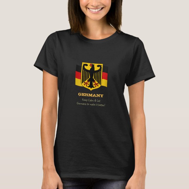 Germany & Keep Calm, German Flag Patriotic T-Shirt (Front)
