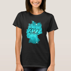 Germany Map Beautiful Happy New Year 2022 Text Blu T-Shirt